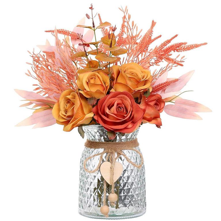 FAUX FLOWERS W/ VASE