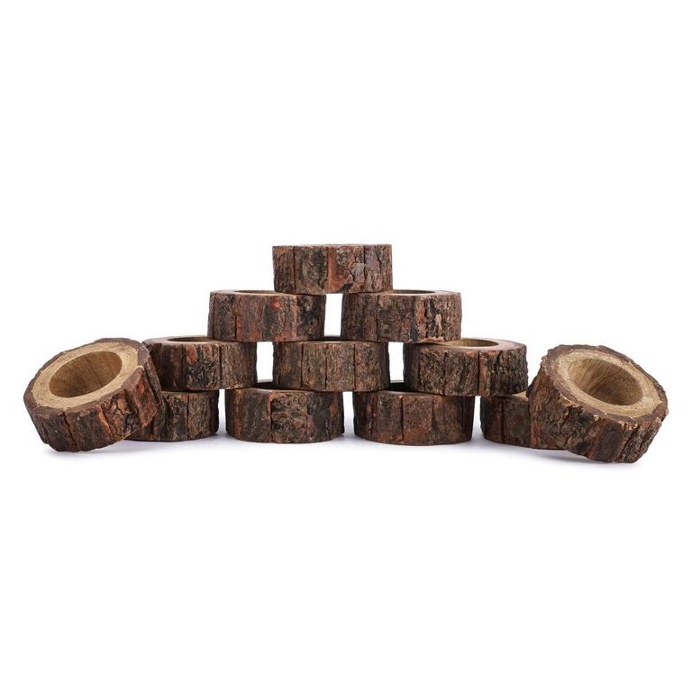 AJUNY WOOD NAPKIN RINGS 12PK