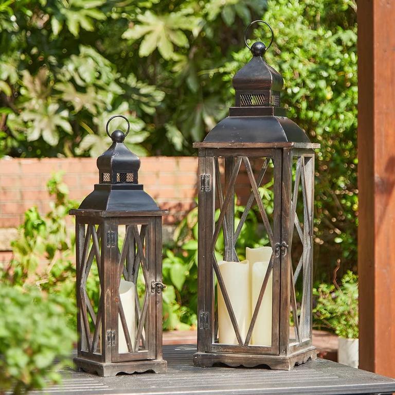 GLITZHOME 2PK CANDLE LANTERN