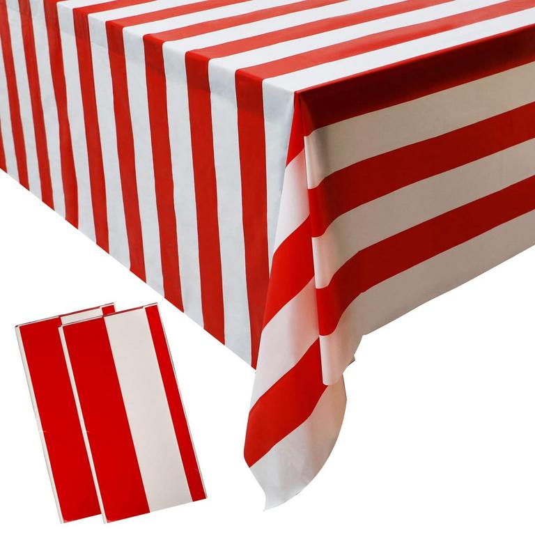 PEONY MAN RED WHITE TABLECLOTHS 2PK