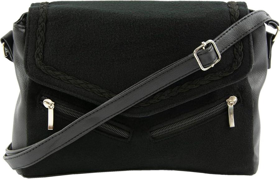 BLACK FAUX LEATHER CROSSBODY
