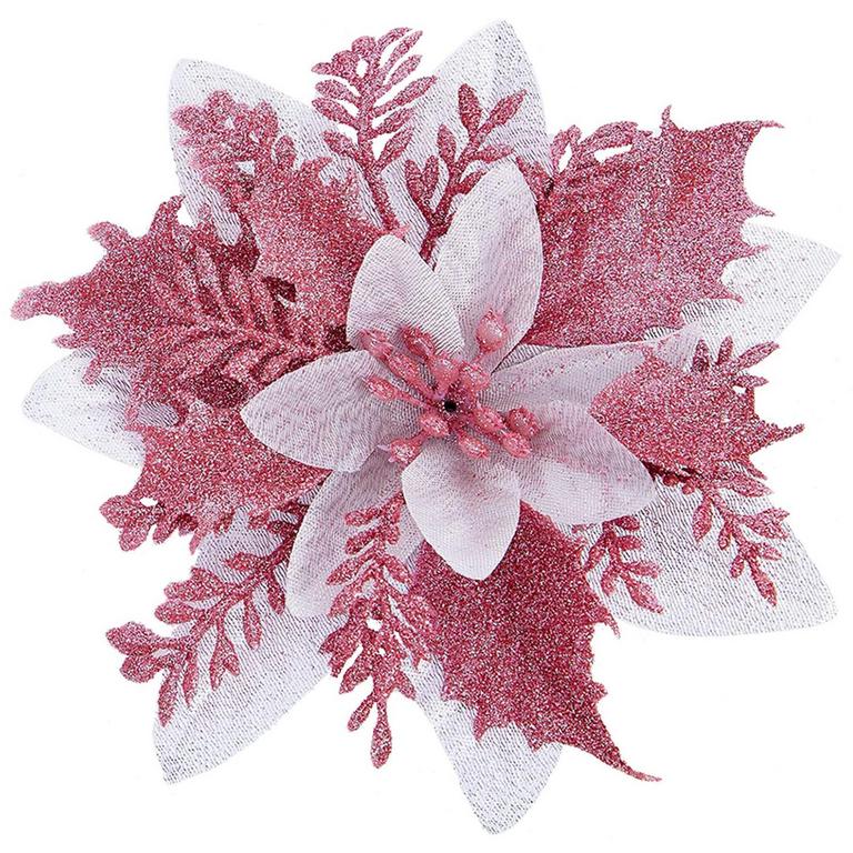 15PK GLITTER POINSETTIAS