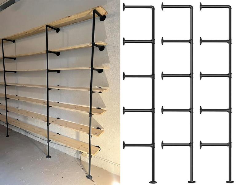 KALER PIPE SHELF BRACKETS 3PCS 68IN TALL