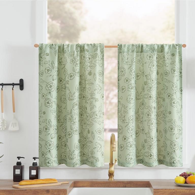 JINCHAN FLORAL KITCHEN CURTAINS 26IN X 36IN 2PK