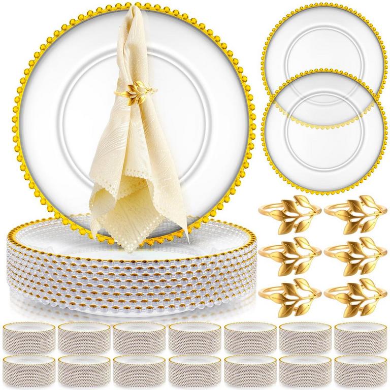 BOKON 50 SET CHARGER PLATES W/ NAPKIN RINGS