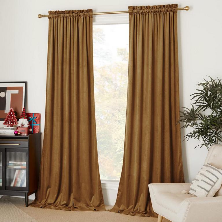 NICETOWN GOLD BROWN CURTAINS 52IN X 96IN 2PK