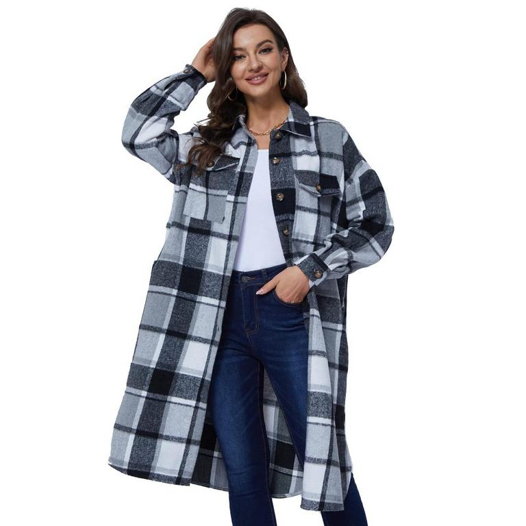 LONG PLAID SHACKET S