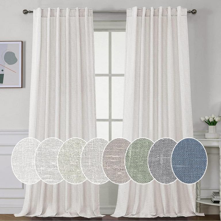 2 H.VERSAILTEX 96IN LINEN CURTAINS