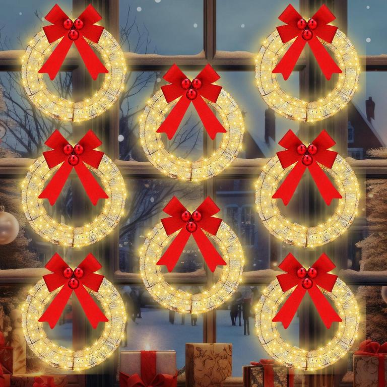 BAQULER 8PC LED XMAS WREATHS