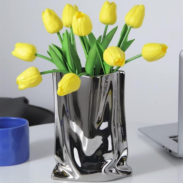 SILVER CERAMIC VASE
