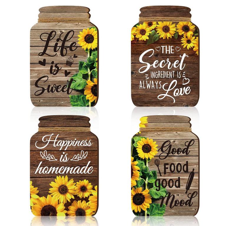 RUSTIC MASON JAR SIGNS 4PK 