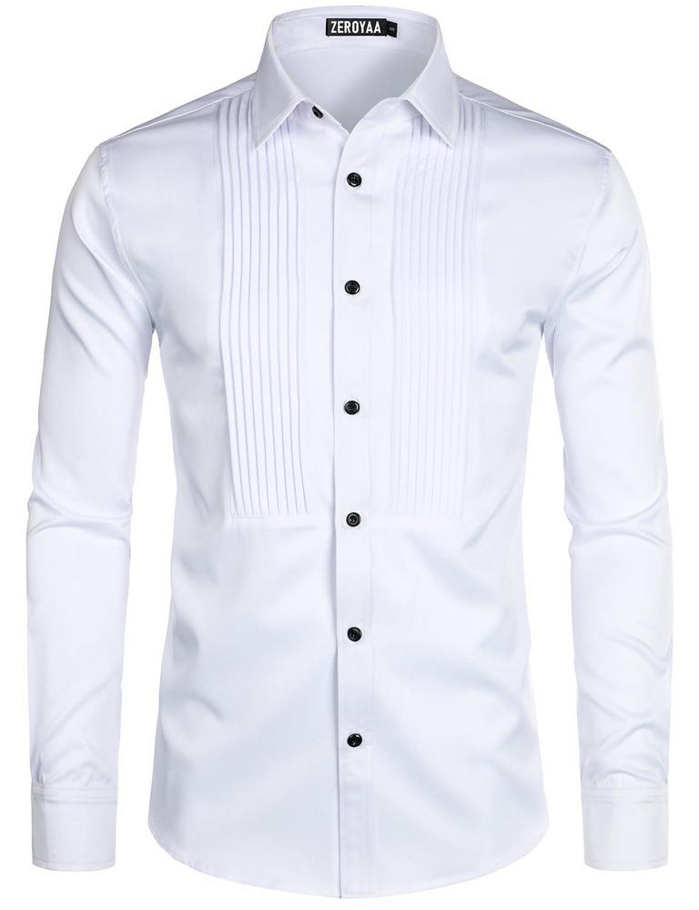 ZEROYAA MENS S TUXEDO SHIRT