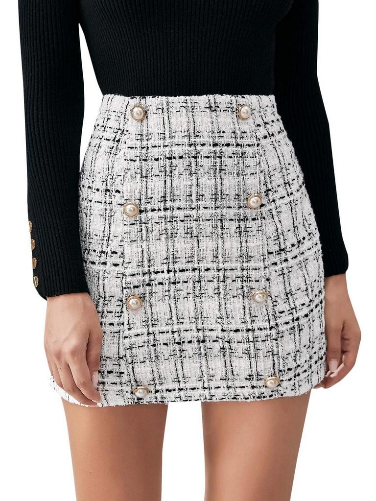 ELEGANT PLAID SKIRT M
