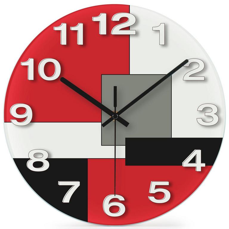 WISKALON 12IN GLASS CLOCK