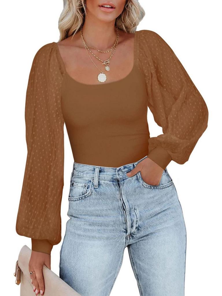 PINKMSTYLE L BROWN BODYSUIT