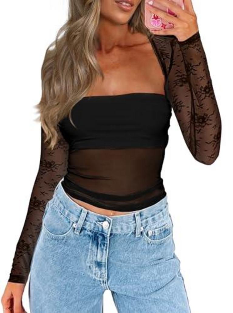 LACE TUBE TOP SET L