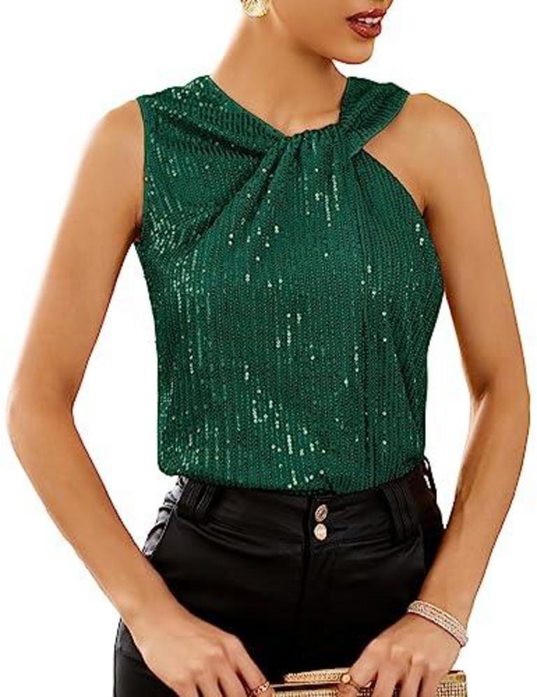 GRACE KARIN SEQUIN TOP WOMEN'S SMALL