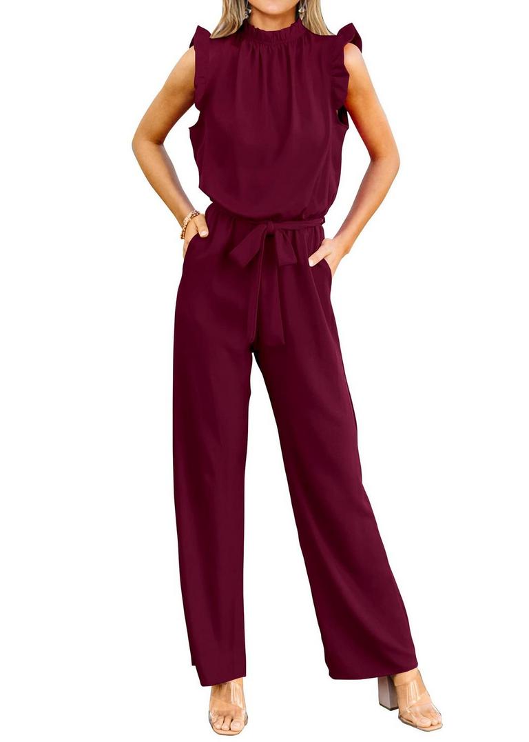 LARGE RUFFLE NECK JUMPSUIT