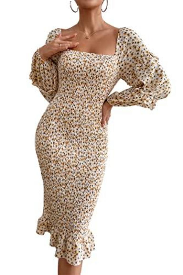 PRETTYGARDEN FLORAL MIDI DRESS