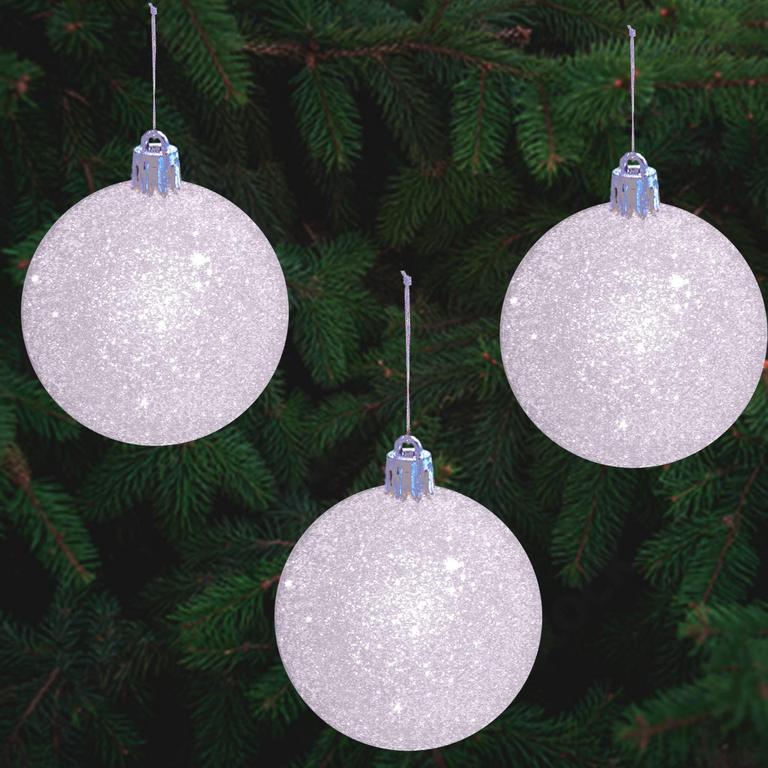 18PK GLITTER SNOWBALL ORNAMENTS