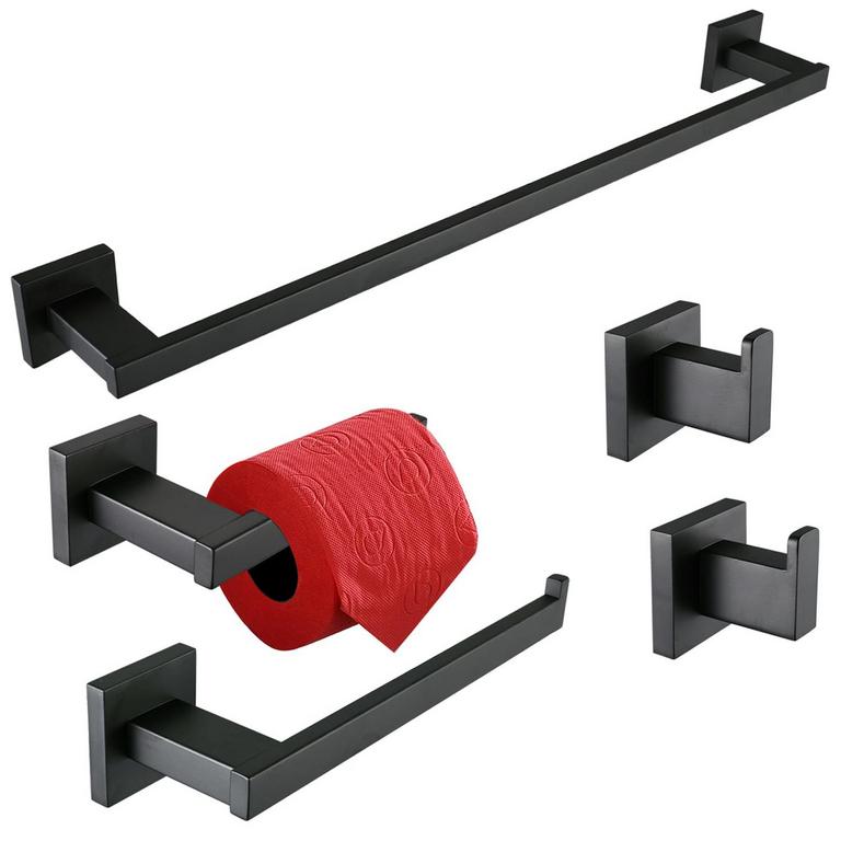 5PC MATTE BLACK TOWEL SET