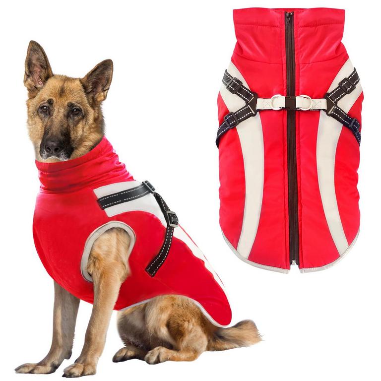 DOG COAT XL RED HARNESS