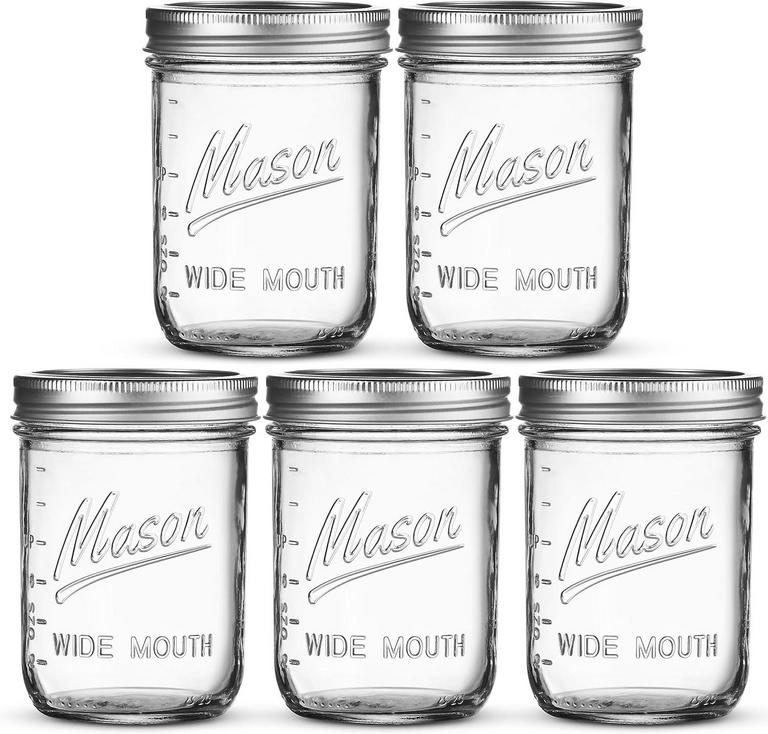 5 SEWANTA 16OZ MASON JARS
