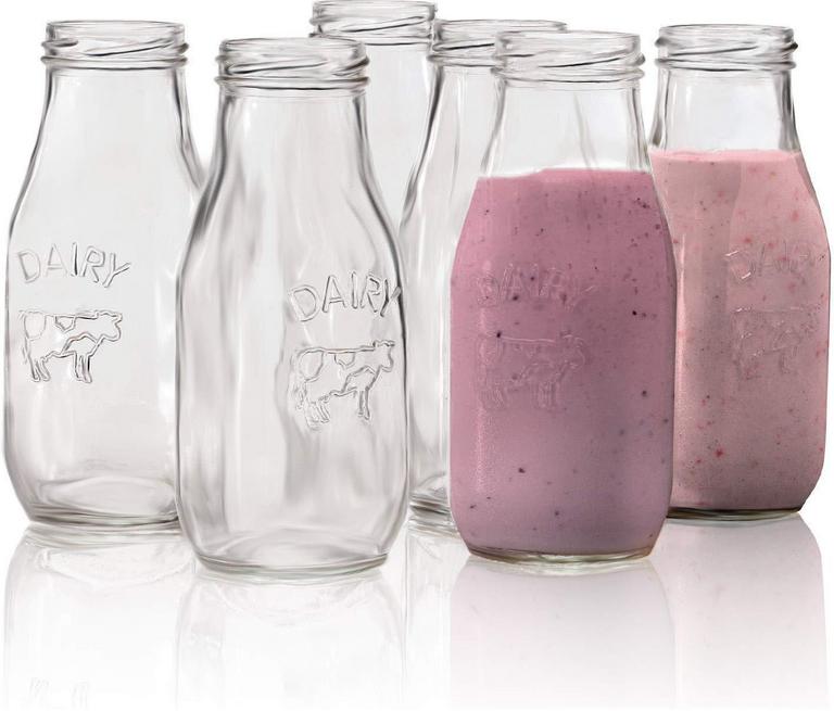 6 CIRCLEWARE MILK BOTTLES