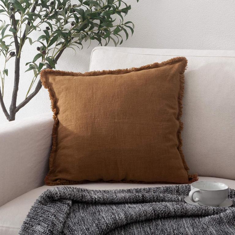 ATLINIA LINEN FRINGED PILLOW COVER 20"X20"