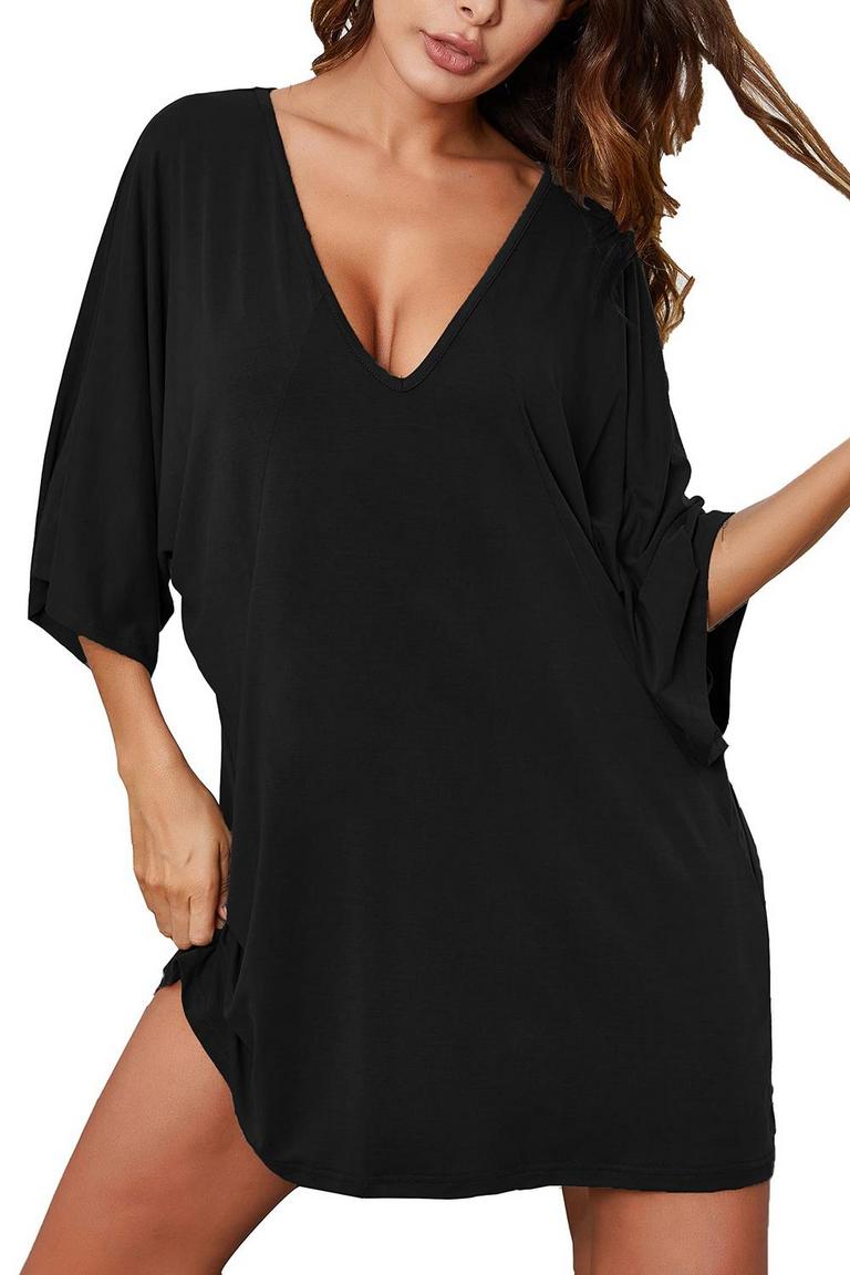 EKOUEAR V NECK NIGHTSHIRT S