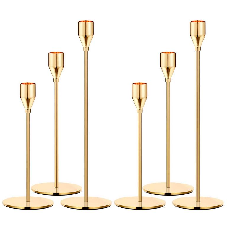 GOLD TAPER CANDLE HOLDERS