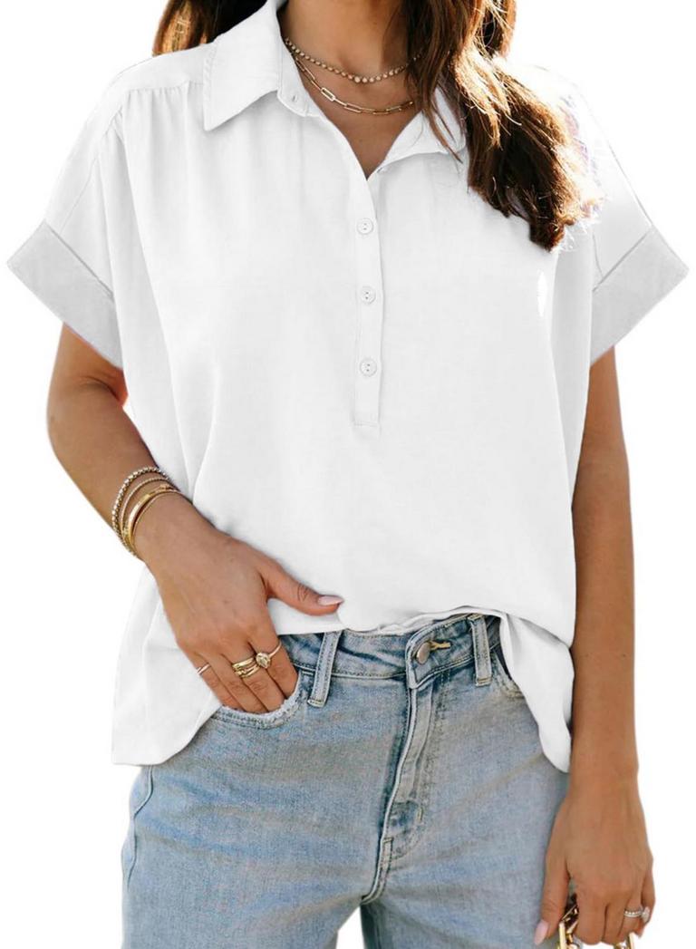 V NECK COLLAR BLOUSE S