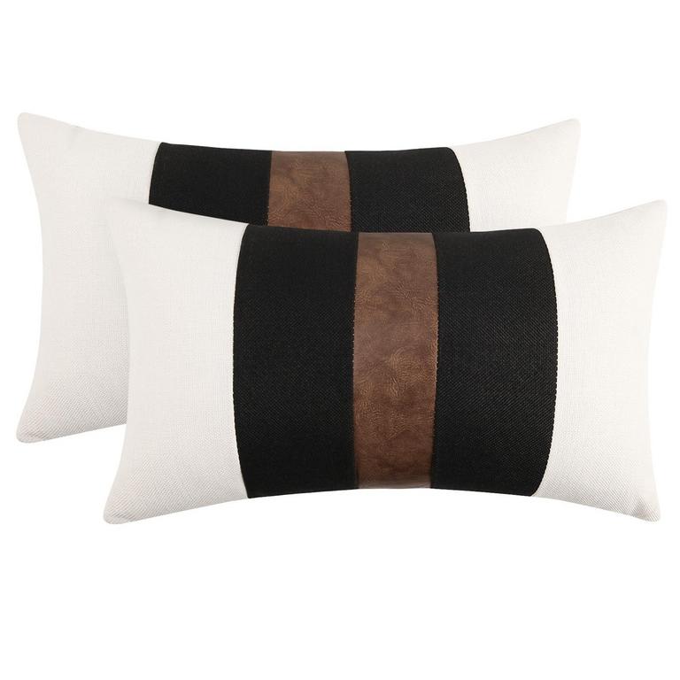 2 JASEN FAUX LEATHER PILLOW COVERS 12"X20"