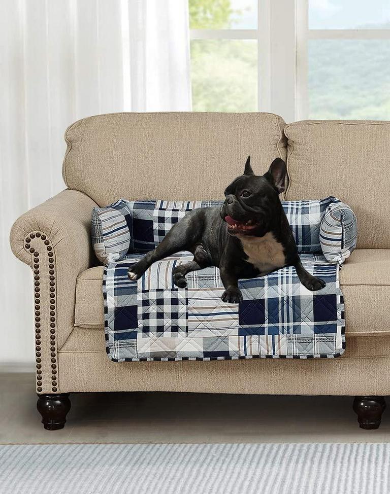 BLUE PLAID PET SOFA BED