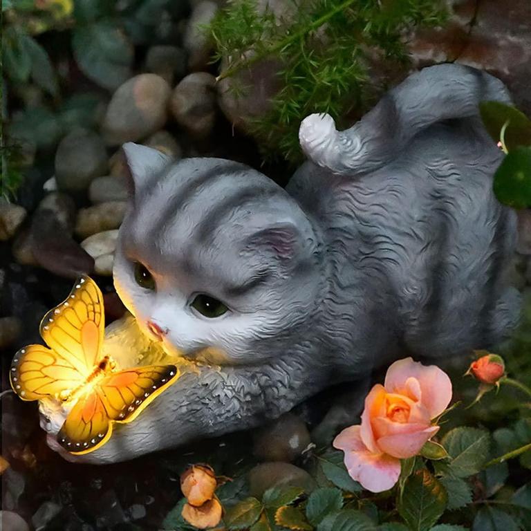 SOLAR CAT GARDEN STATUE