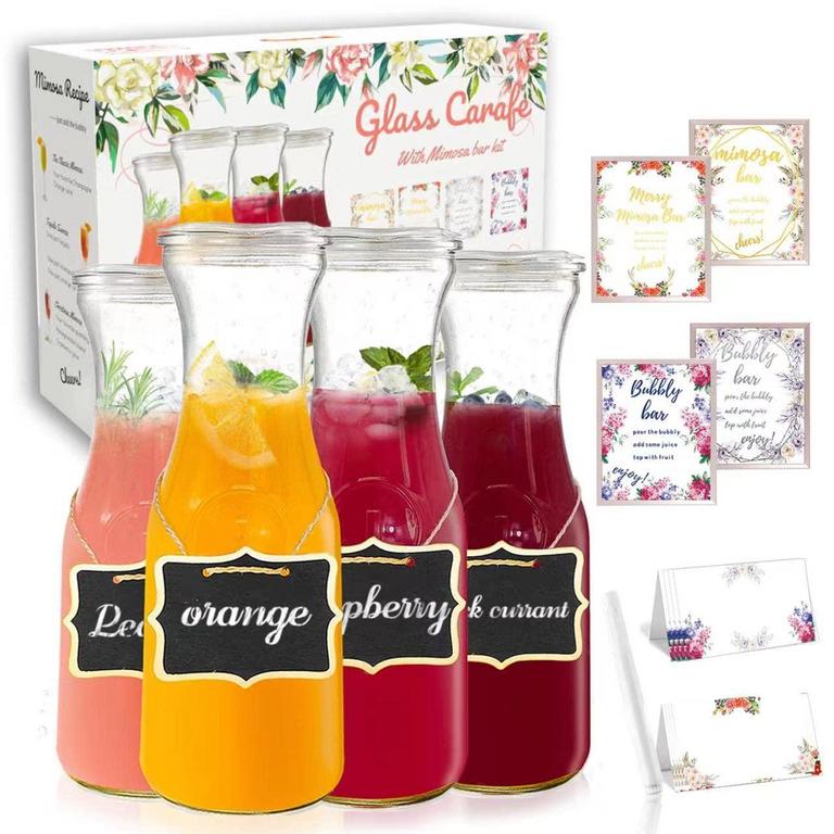 4PK GLASS CARAFES & PITCHERS