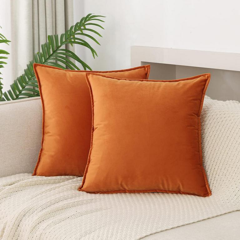 VELVET ORANGE PILLOW COVERS