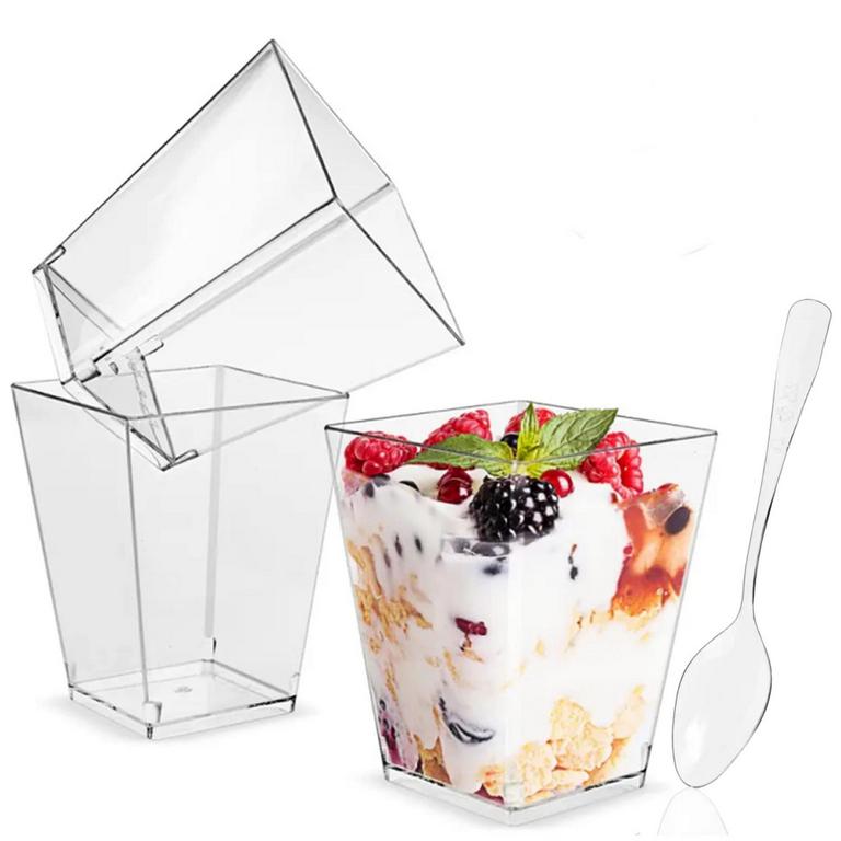 5OZ DESSERT CUPS + SPOONS 100PC