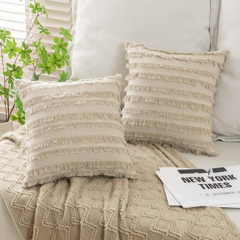 2 MIULEE BOHO PILLOW COVERS 12"X12"