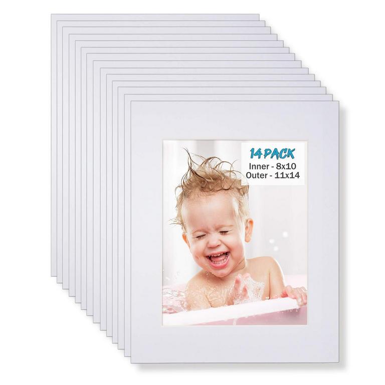 EGOFINE 11"X14" WHITE PICTURE MATS 14PK 