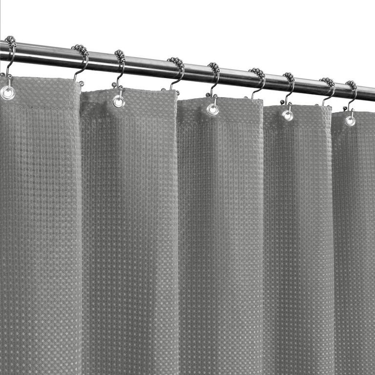 GRAY WAFFLE SHOWER CURTAIN