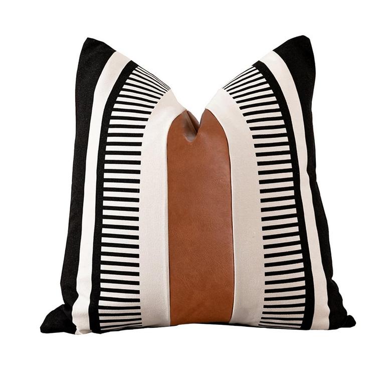 FAUX LEATHER BOHO PILLOW COVER 18"X18"