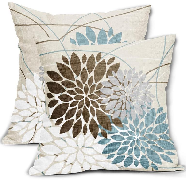 2 FLOWER PRINT PILLOW COVERS