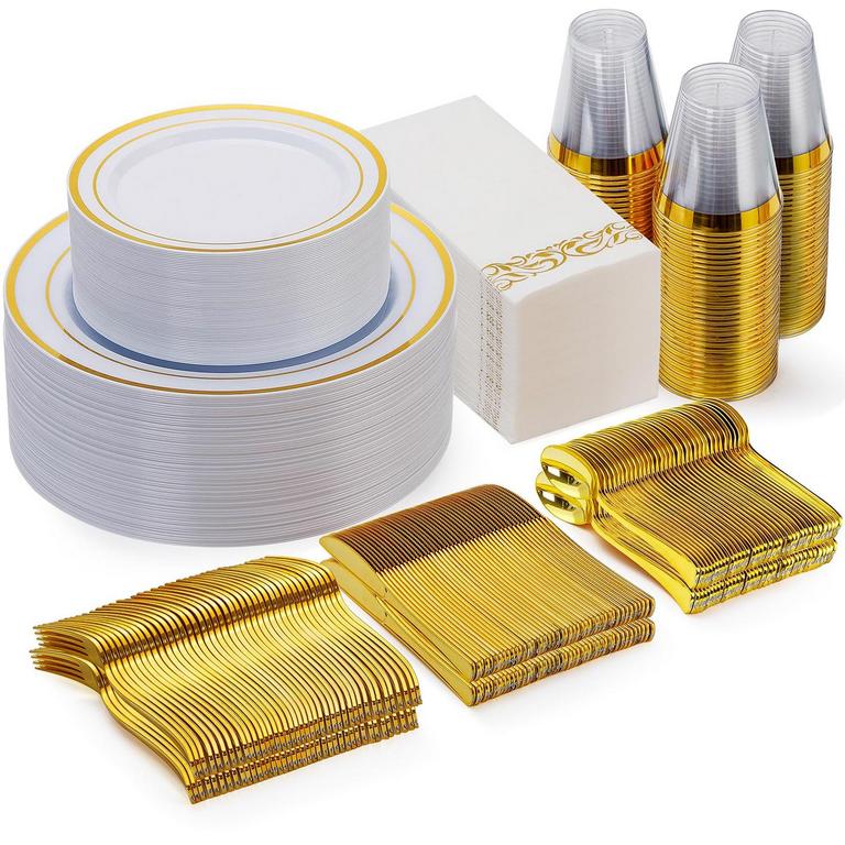 GOLD DINNERWARE SET 350PC
