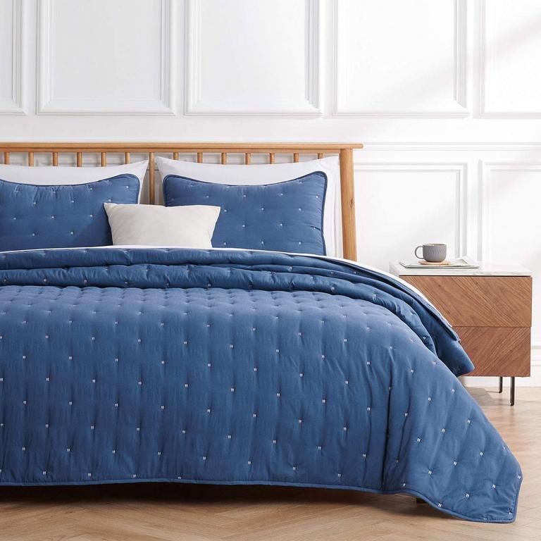 VEEYOO KING QUILT SET BLUE 3PC