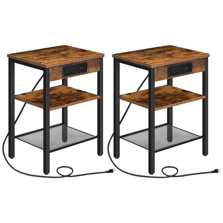 2 RUSTIC BROWN END TABLES