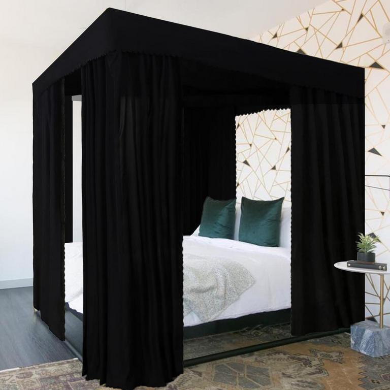 BLACK CANOPY BED CURTAINS