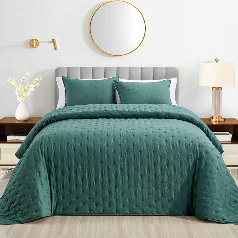 3PC GREEN KING QUILT