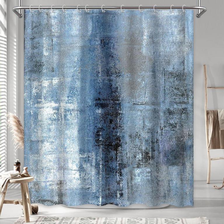 BLUE GRAY SHOWER CURTAIN