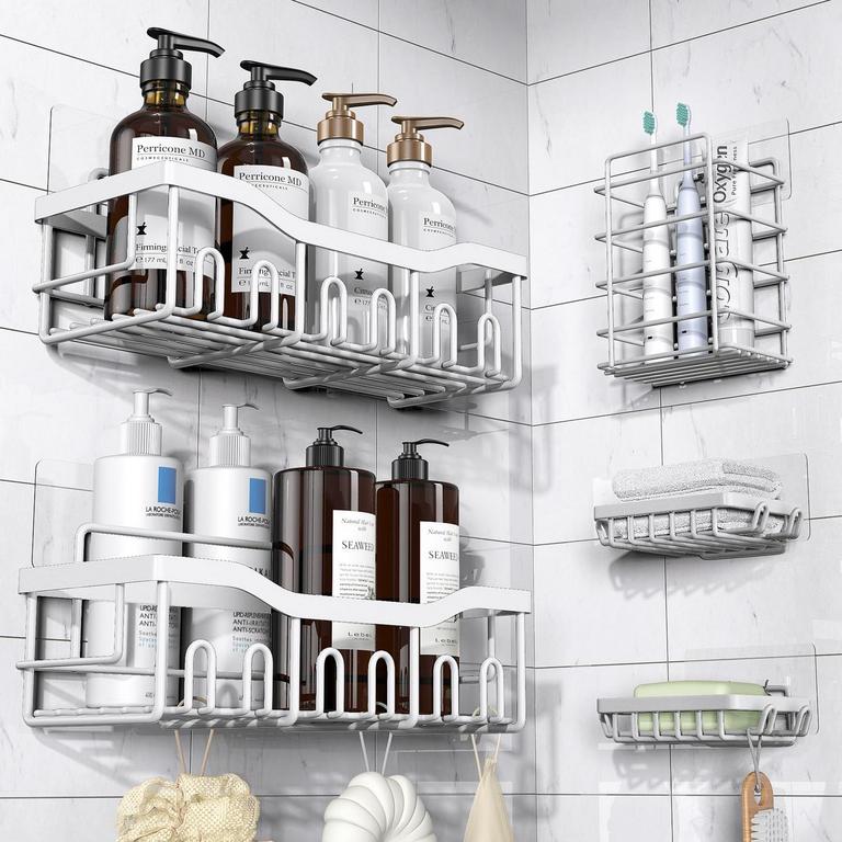 5PK ADHESIVE SHOWER CADDY